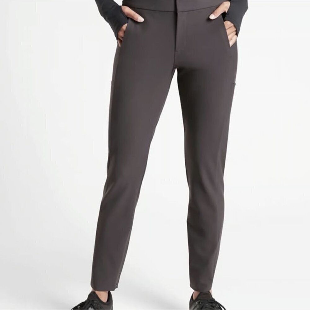 ATHLETA Stellar Skinny Leg Trouser Pants in Shale Grey/Brown, size 6